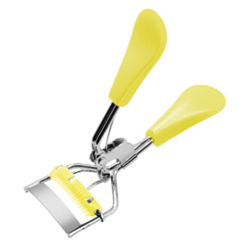 Accesorios de pestañas, rizador de pestañas con accesorios de pestañas de pestañas profesionales de peine incorporadas se adapta a todo la forma del ojo, amarillo