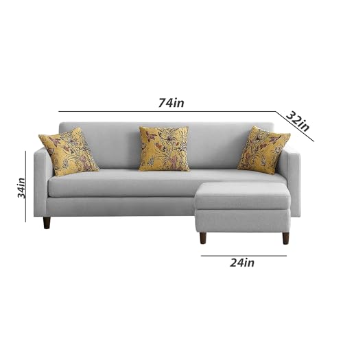 Image of Casaliving Premium Lifestyle Fabric 4 Seater L Shape Sofa Set 3 Seater Modern Sofa Set & Ottoman for Living Room (Grey Color) Premium Fabric