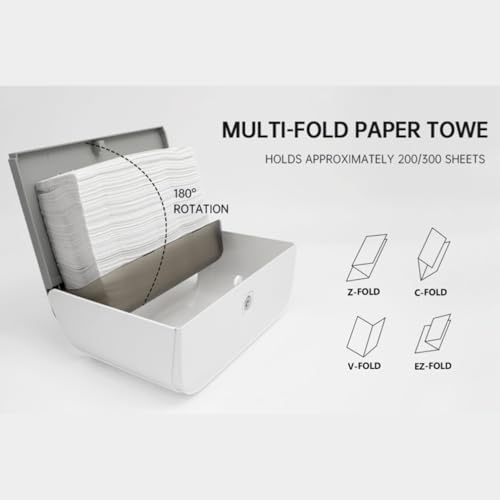 Image of MDN Wall Mount Paper Towel Dispenser Multifold Tissue Paper Holder Made of ABS Plastic Tissue Holder for Bathroom Office Hotel School Commercial and Home Use, White