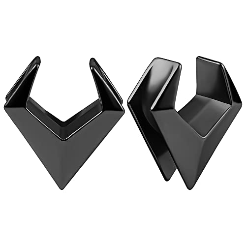 Vankula Ecarteur Oreilles Tunnels Jauges Plug Rhombique Bouchons D'oreille en Acier Inoxydable étirement extenseur Ensemble de Piercing (10mm(00G), Noir) Cover