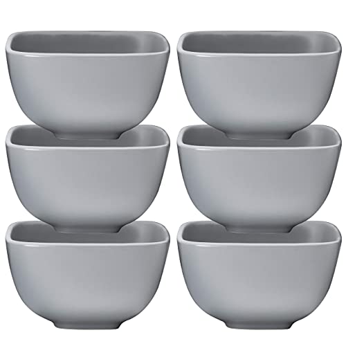 Large 5.5  Square Bowl Set - 26 Ounce for Pasta, Cereal, Soup and Berries - Set of 6 Matte Grey