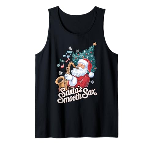 Santas Saxofón Saxofón Santa Jazz Navidad Camiseta sin Mangas