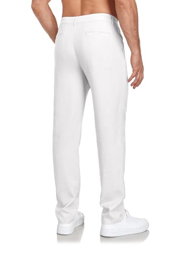 Uusollecy Linen Pants for Men Lightweight Summer Beach Pants Mens Casual Drawstring Waist Linen Trousers 30" 32"3