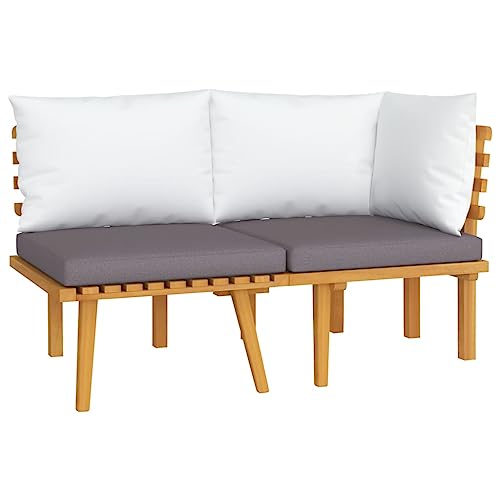 VidaXL 5-teilige Garten Lounge Aus Akazienholz - Sofagarnitur Mit Tisch & Grauen Kissen