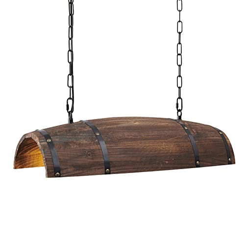 Newrays Antique Wood Wine Barrel Pendant Lamp Hanging Rustic Kitchen Bar Ceiling Lamp Light Fixtures by Newrays - Used condition - US$86.79