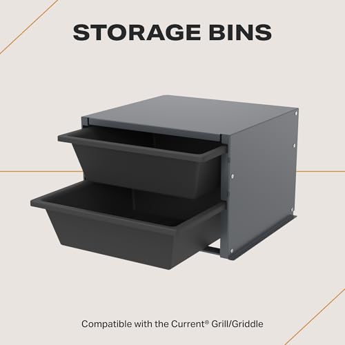 Current® Dual Slide-Out Storage Bins Kit for Both Current Model G Grill & Griddle, Weatherproof Removable Grill Side Drawers, Outdoor Organizer for Tools, Spices, and Gear by CURRENT - Used condition - US$83.44