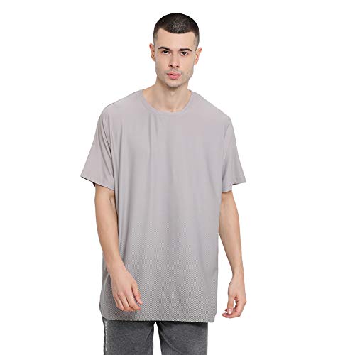 BUKKUM Men's Basic Solid Grey Mel Active Wear T-Shirt