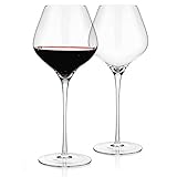 Luxbe - Crystal Wine Large Glasses 24-ounce, Set of 2 - Tall Red or White Wine Glasses - Lead-Free - Pinot Noir - Burgundy - Bordeaux - 720ml