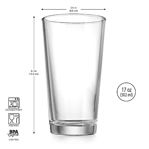 Glaver's Drinking Glasses Set Of 6 Highball Glass Cups 15.7 Oz Premium, Sleek, Collins Cooler Glassware. For Your Bara, Water, Beer, Juice, Iced Tea, And Cocktails. Dishwasher Safe. #TOP2