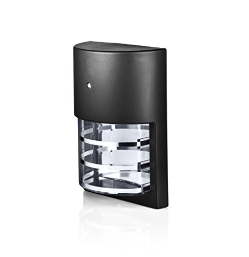 Hyperikon LED Porch Sconce Light Sleek, 6W, Modern Outdoor Wall Lamp, 4000K Daylight, Black, Photocell
