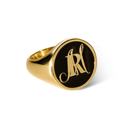 callie Personalized Initials Signet Ring - Custom Engraved Stacked Letters, Gold/Silver Mens Signet Pinky Rings, Jewelry Gifts for Men & Women