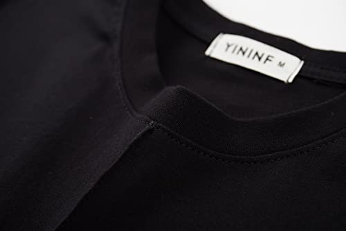 Image of YININF Men's T-Shirts Hipster Short Sleeve Solid Color Crew Neck Cotton Soft Fitted Tees