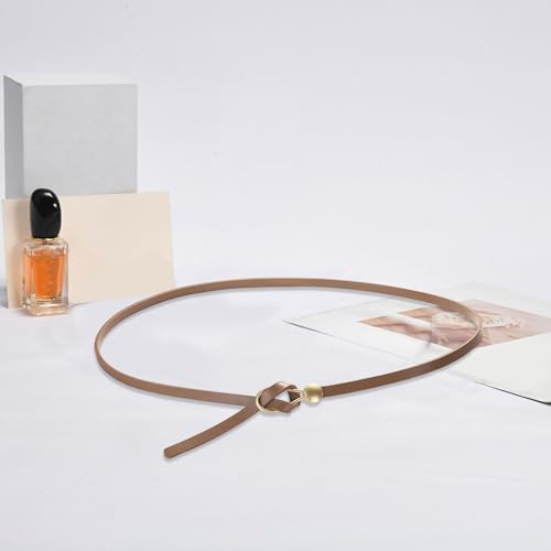 Women Dress Belt Strap Buckle Faux Leather Solid Color Thin for Versatile4