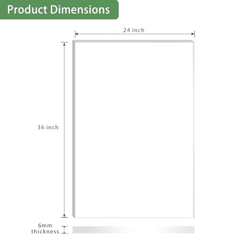 Image of Lesnlok 24 x 36 Frosted Acrylic Sheet 1 /4 inch Thick 6mm 1 Piece Bouble Sided Frosted Plexiglass Sheet,Transmittance 86%, for Decoration (1, Frosted Transparent, 24 x 36 x 1 /4)