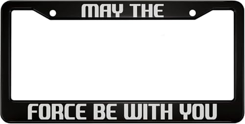 May The Force Be with You License Plate Frame&Star War License Plate Frame-Star War Car Accessories-Cute,Funny,Cool License Plate Frame for Women Men, Black