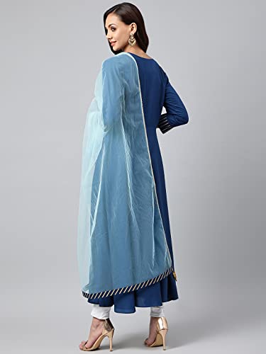 Image of ANNI DESIGNER Women's Cotton Blend Kurta with Dupatta