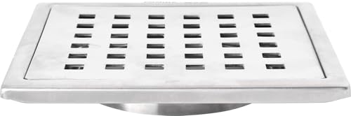 Image of Plantex (Primax) 304 Grade Stainless Steel Bathroom Floor Drain /Non- Porous Surface Floor Drain /Bathroom Water Drainer /Floor Trap for Bathroom and Kitchen - 6x6 inch (Matt)