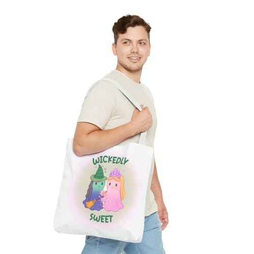Wicked Glinda Elphaba Inspired Tote Bag, Halloween Costume Accessory, Trick or Treat Bag, Ghost Theme Tote, Witch Princess3