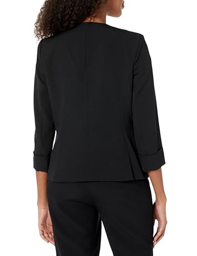 Image of Kasper Women's Stretch Crepe Blazer - Open Front with Rolled Cuff Sleeves