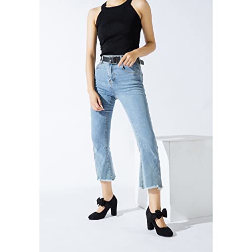 MAIERNISI JESSI Women's Bowknot Mary Jane Block Heel Round Pumps Closed Toe Dress Shoes3