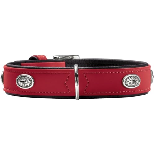 HUNTER SOFTIE STONE Hundehalsband, Kunstleder, mit Applikationen, pflegeleicht, 45 (S-M), rot