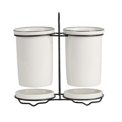 GALPADA Soporte de Cerámica para Palillos y Cubiertos Drenaje Organizador de Utensilios de Cocina Resistente al Calor Diseño Nórdico Práctico para Mesa y Armario Almacenamiento