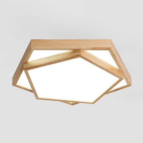 Jadssox Lámpara de techo LED moderna, lámpara de techo de madera, iluminación de techo con forma geométrica con pantalla de acrílico para dormitorio, lavadero, lámpara de techo de montaje semiempotrad