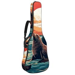 JRHEJTFZ Housse pour guitare acoustique de 1,9 cm d’épaisseur – Imperméable – Durable et élégant – Imprimé lion de mer, Multicolore., 42.9×16.9×4.7 in, Motif imprimé tendance - Les Beatles, Paul McCartney, John Lennon, RIngo Starr, George Harrison