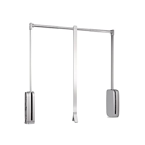 Emuca Barra, Perchero basculante, Colgador abatible para Armario, Anchura Regulable 600-830mm, Acabado Cromado