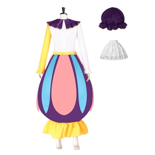 Masfrida Mrs Potts Costume Teapot Dress with Hat Halloween Party Mrs Potts Outfit for Women (Purple with Crinoline, Small)