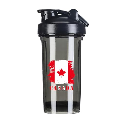 Vintage Canada Canadian Flag 18 Ounce Shaker Cup,Fashion Theme Pattern Shaker Bottle Leak-proof Workout Shake Bottles 500ML/18 oz Perfect for Pre Workout