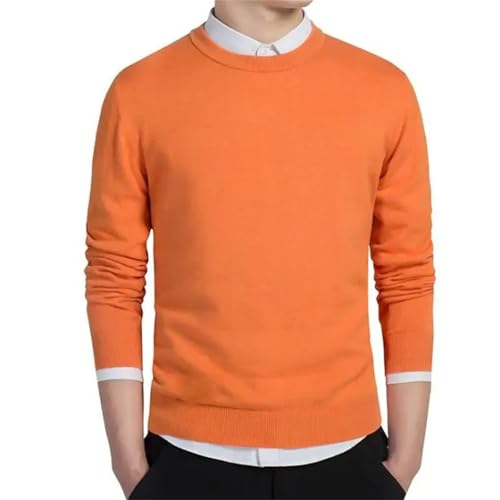 Mens Solid Long Sleeve Pullovers 100 Percent Cotton O-Neck Plus Sweaters Spring Fall Casual Polos Jersey4