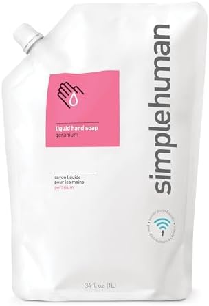 simplehuman Geranium Moisturizing Liquid Hand Soap Refill Pouch, 34 Fl. Oz