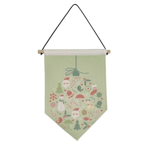 Drapeau de Noël en toile verte pour décorer votre salon en hiver