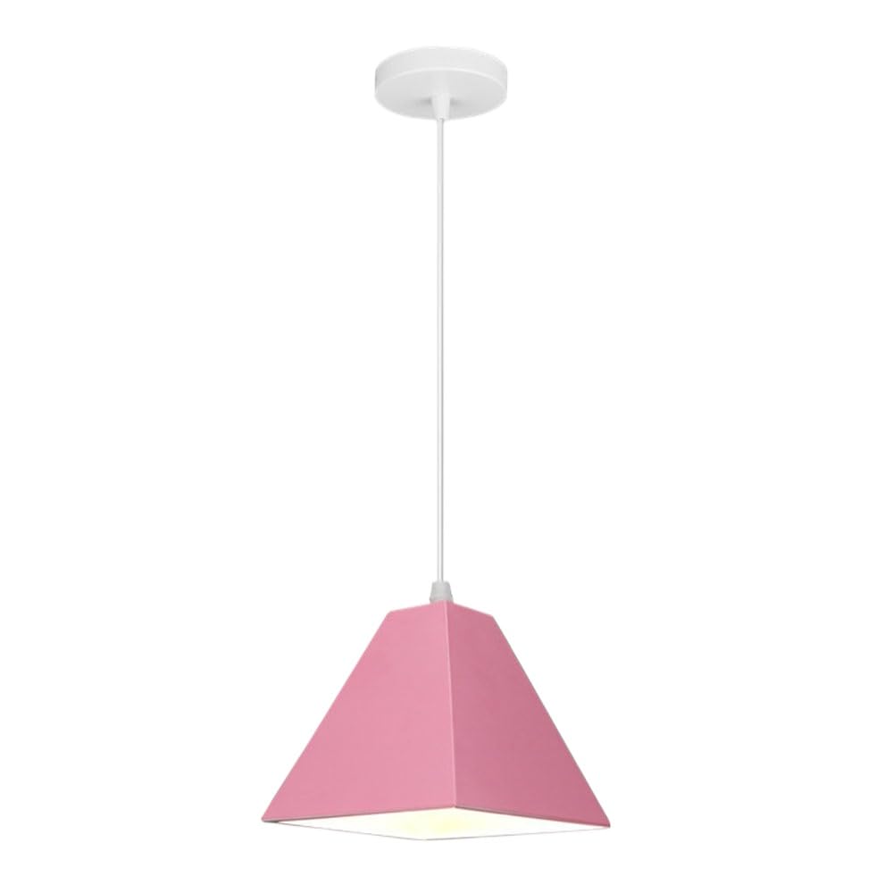SYAXVOM Pastoral Style Decorative Chandelier Pendant Lamp E26/E27 - Colorful Metal Shade Ceiling Light Fixture for Home & Office(Pink)