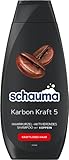 Schauma Koffein-Shampoo Karbon Kraft 5 (400 ml), Haarshampoo mit Koffein aktiviert und stimuliert die Haarwurzel, Shampoo für kraftloses Haar
