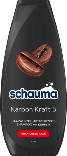 Schauma Koffein-Shampoo Karbon Kraft 5 (400 ml), Haarshampoo mit Koffein aktiviert und stimuliert die Haarwurzel, Shampoo für kraftloses Haar
