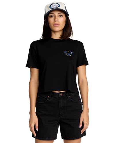 Volcom Women's Dial Crop Tee, Black, X-Large