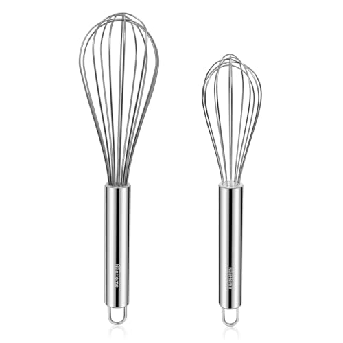 NileHome Whisk, Stainless Steel Wisk Set 8' 10' Kitchen Whisk Wisking Tool Kitchen Wisk Wire Whisks for Cooking, Whisking, Blending, Beating, Stirring-…