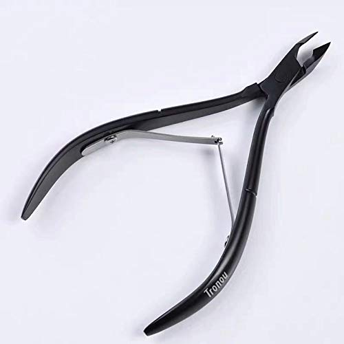 Tronou Professional Carbon Steel Cuticle Nippers for Home Users, French Handle, Single Spring, 6mm Jaw (Full Jaw)