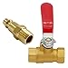 Uenede 2PCS Brass 1/4 Inch NPT Ball Valve and Air Connect, 1/4