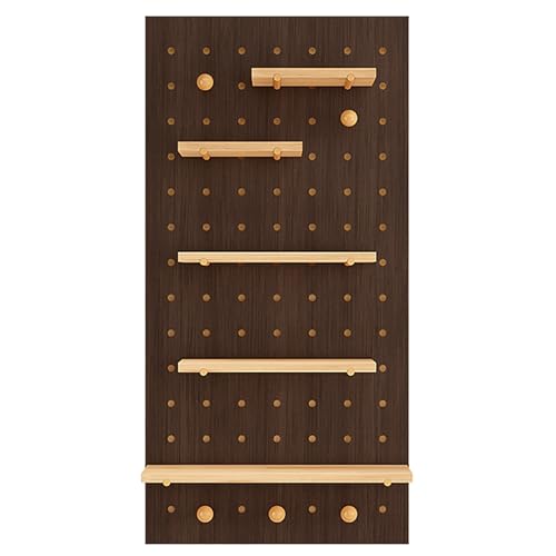 Kit de rangement mural en bois avec présentoir grillagé et support sur pied métallique