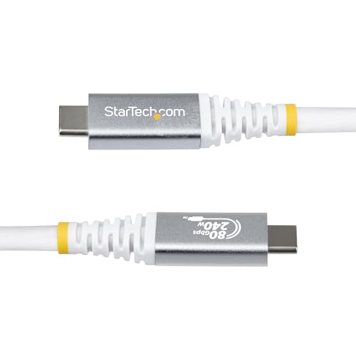 Cable USB4 tipo C 80Gbps 240W blanco con soporte de vídeo DisplayPort 2.1 3