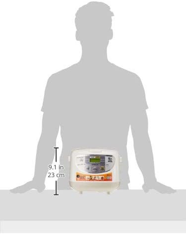 Diagram showing the dimensions of the Hitachi RZ-PMA18Y Rice Cooker, indicating a height of 23 cm (9.1 inches)