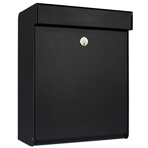 Allux Grundform Postfach F47382 - Briefkasten aus galvanisiertem Stahl und Ruko Schloss, Schwarz Cover