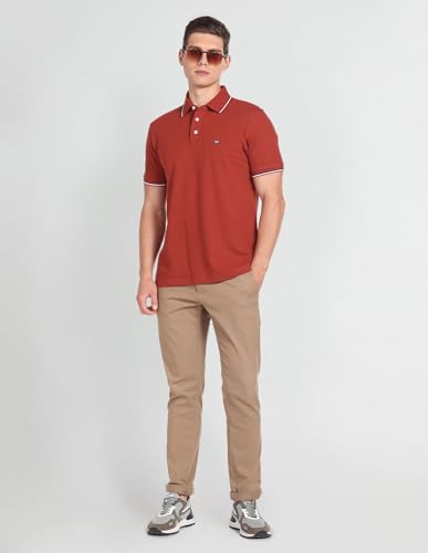 Image of Arrow Sport Men Regular fit Cotton Solid Short Sleeves Polo Shirt