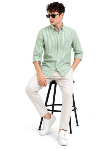 Image of Youth First Men's Cotton Blend Casual Shirt | Regular Fit Solid Full Sleeve Button Down Collared Shirts | Comfortable Formal Office Business Casual for Men