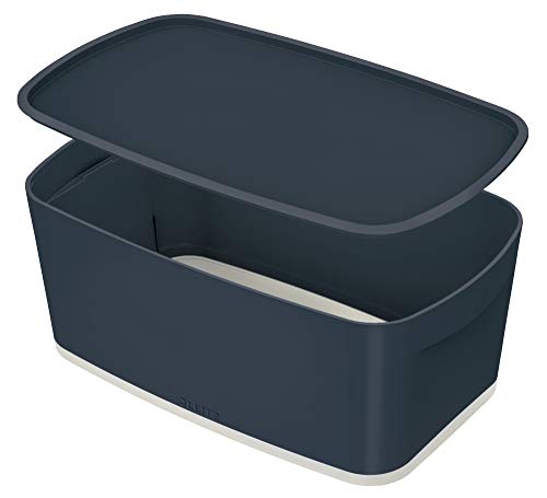 Leitz L:MyBox Small with Lid + Organise w. handle Cosy velvet grey Mailorder, Darkgray - Image 3