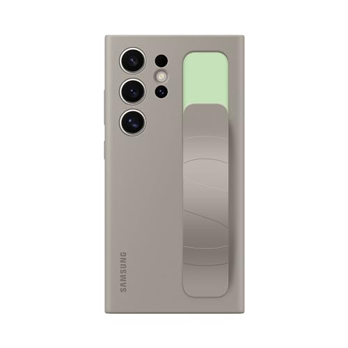 Image of Samsung Galaxy S24 Ultra Standing Grip Phone Case, Protective Silicone Case Cover with Hand Strap, Kickstand, Durable Design, Soft Touch, US Version, EF-GS928CUEGUS, Taupe