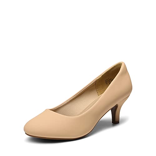 DREAM PAIRS Women's Dress Comfortable Low Heel Pump Shoes 5.5 Nude-nubuck